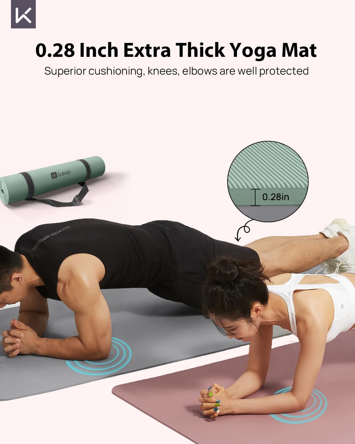KEEP Extra Wide Yoga Mat, 7mm Thick 72" x 32" Exercise Mat