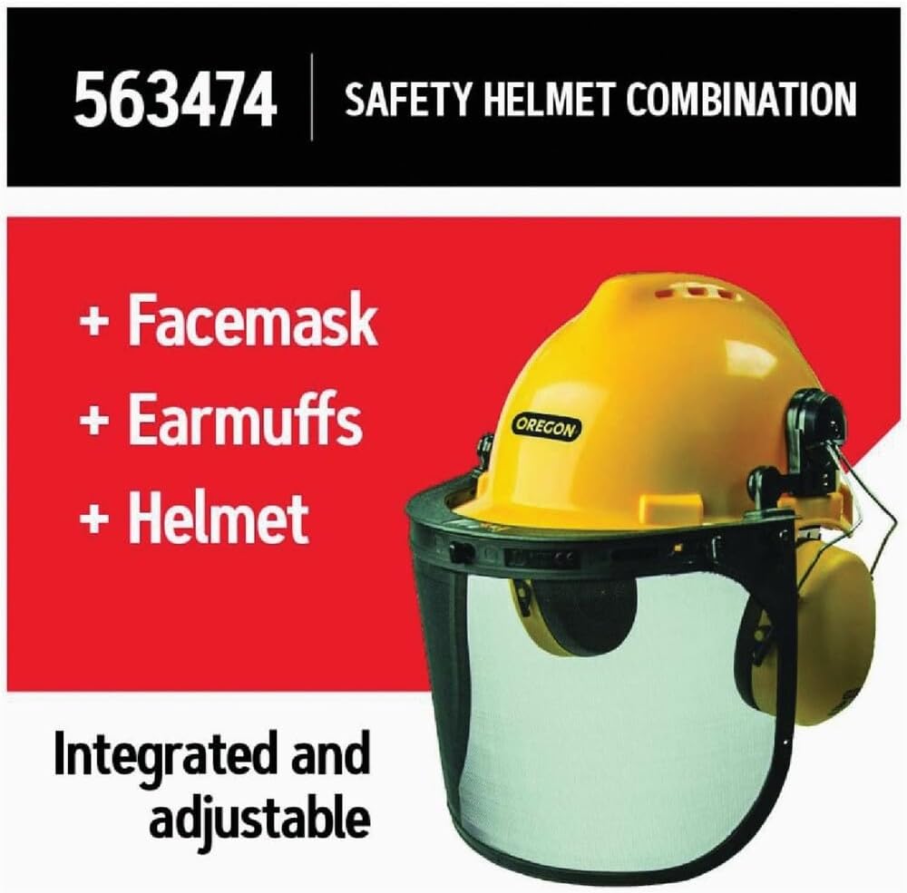 Oregon Chainsaw Safety Protective Helmet with Visor Combo Set, Yellow