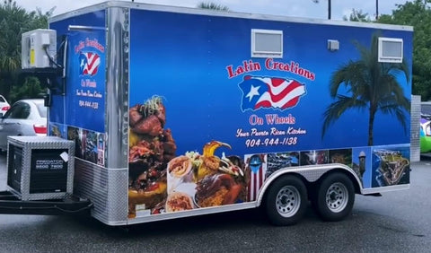 9' Integrated Exhaust Hood & Fan System with Ansul Fire Suppression | Patent Pending Low Box Vent Hood with Exhaust Fan Louver for Food Concession Trailer | Food Truck Equipment Made in USA