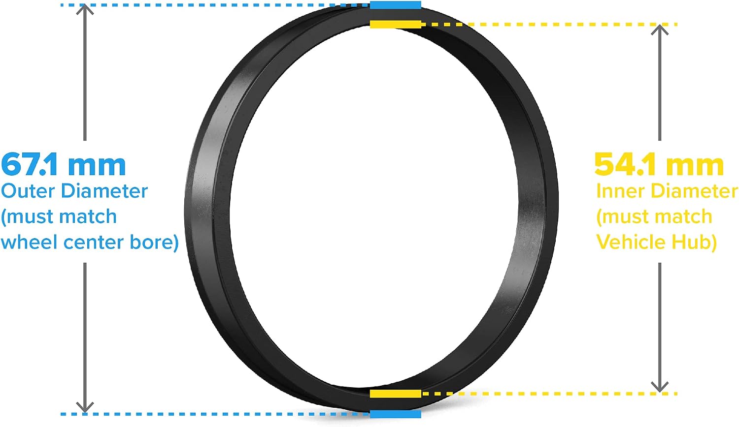 StanceMagic Hubcentric Rings (Pack of 4) - 54.1mm ID to 67.1mm OD - Black Poly Carbon Plastic Hubrings - Only Compatible with Scion Mazda Toyota with 54.1mm Vehicle Hubs and 67.1mm Wheel Centerbore