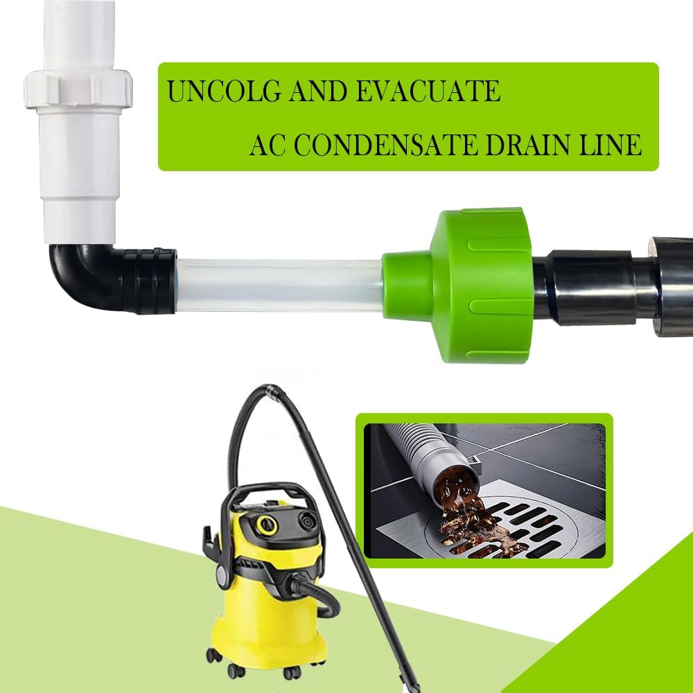 HVAC Drain Tool AC Drain Line Unclogger Vacuum Attachment A/C Condensate Drain Line Cleaner Adapter (1 PACK)