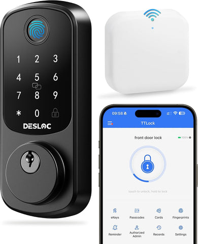 DESLOC WiFi Fingerprint Smart Lock with App Control and Keypad