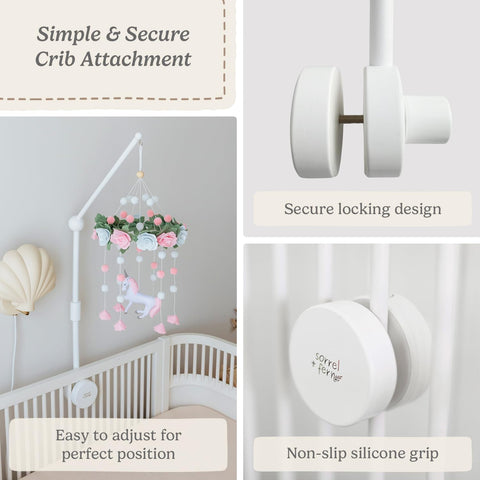 Sorrel + Fern Baby Crib Mobile Arm, Baby Mobile Hanger, 31 in, White