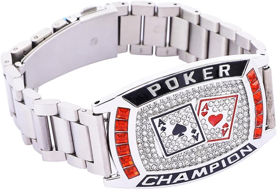 Texas Hold 'EM Poker Ring Champion Bracelet Great Prize for Your tournaments (Silver)