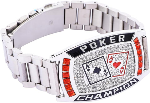 Texas Hold 'EM Poker Ring Champion Bracelet Great Prize for Your tournaments (Silver)