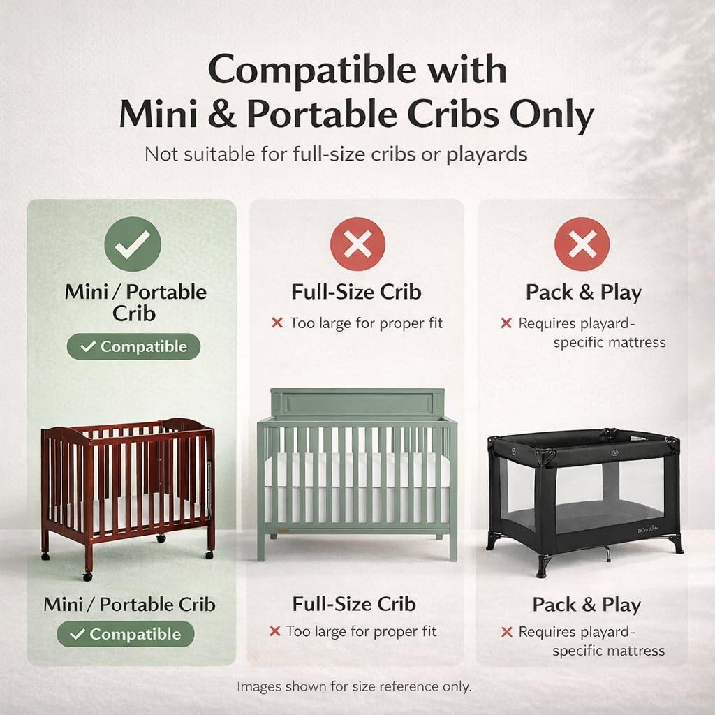 Dream On Me Holly 2-in-1 Mini Crib Mattress, Dual-Sided Infant & Toddler, Waterproof Cover, GREENGUARD Gold Certified, 38” x 24” x 3”, Fits Mini & Select Portable Cribs, Not for Playards