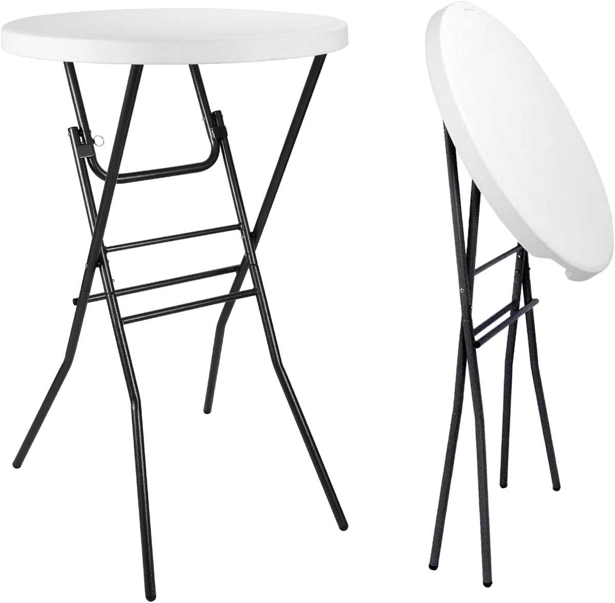 pollilar Cocktail Table 28in Bar Height Folding High Top Table White