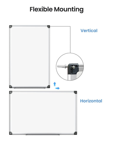 VUSIGN Magnetic White Board Kit for Wall 36" x 24", 1 Dry Eraser & 2 Multicolor Markers & 4 Magnetic Pins, Sliver Reinforced Aluminum Frame for Home, School, Office
