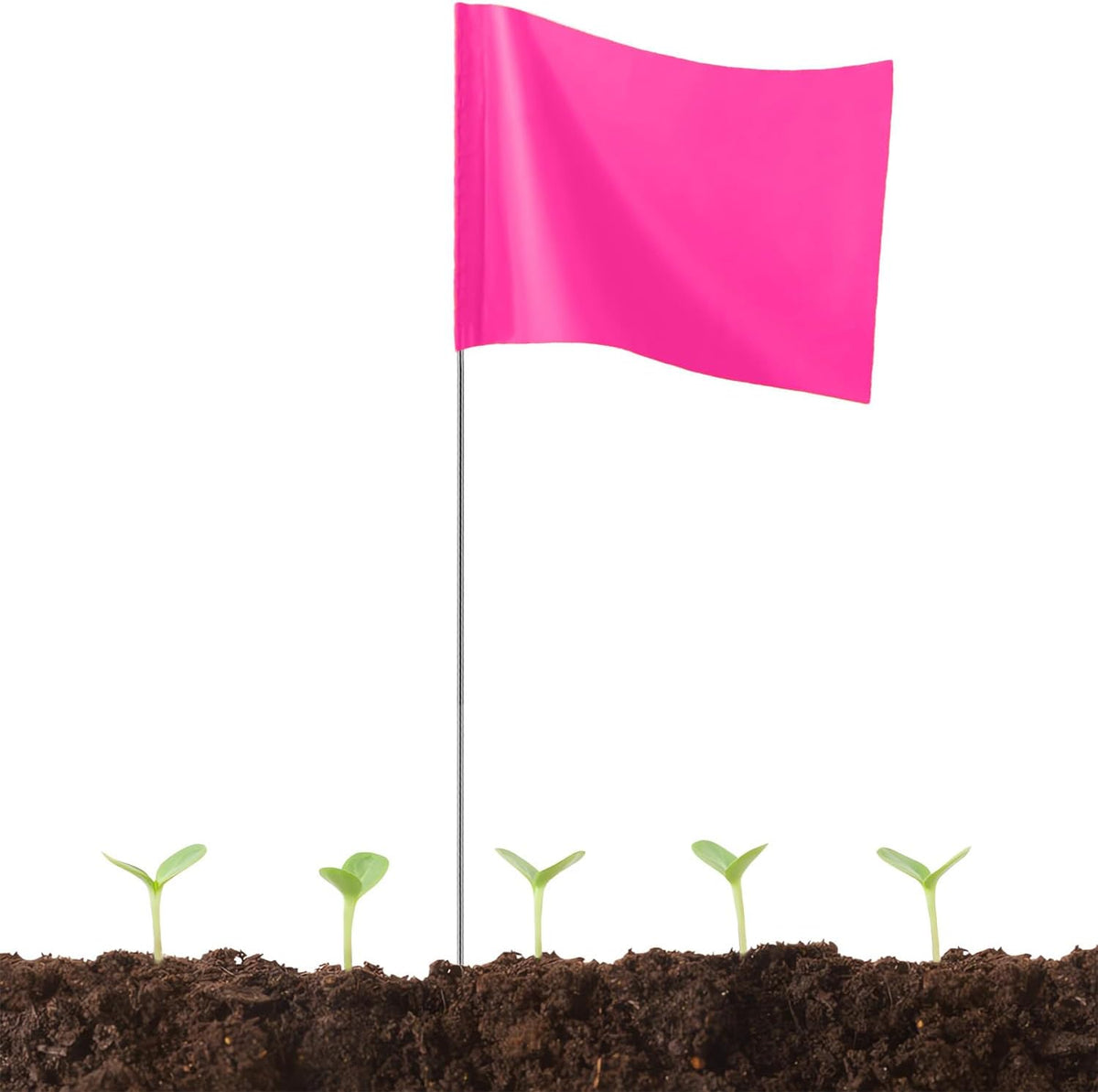 50Pack Pink Marking Flags, JIZHGRAD 15x4x5 Inch Marker Flags Use for Yard & Lawn, Boundary & Dog Training, Survey & Landscape, Sprinkler & Surveyor, Garden & Construction, High Visibility, Sturdy, Versatile, UV & Weather Resistant