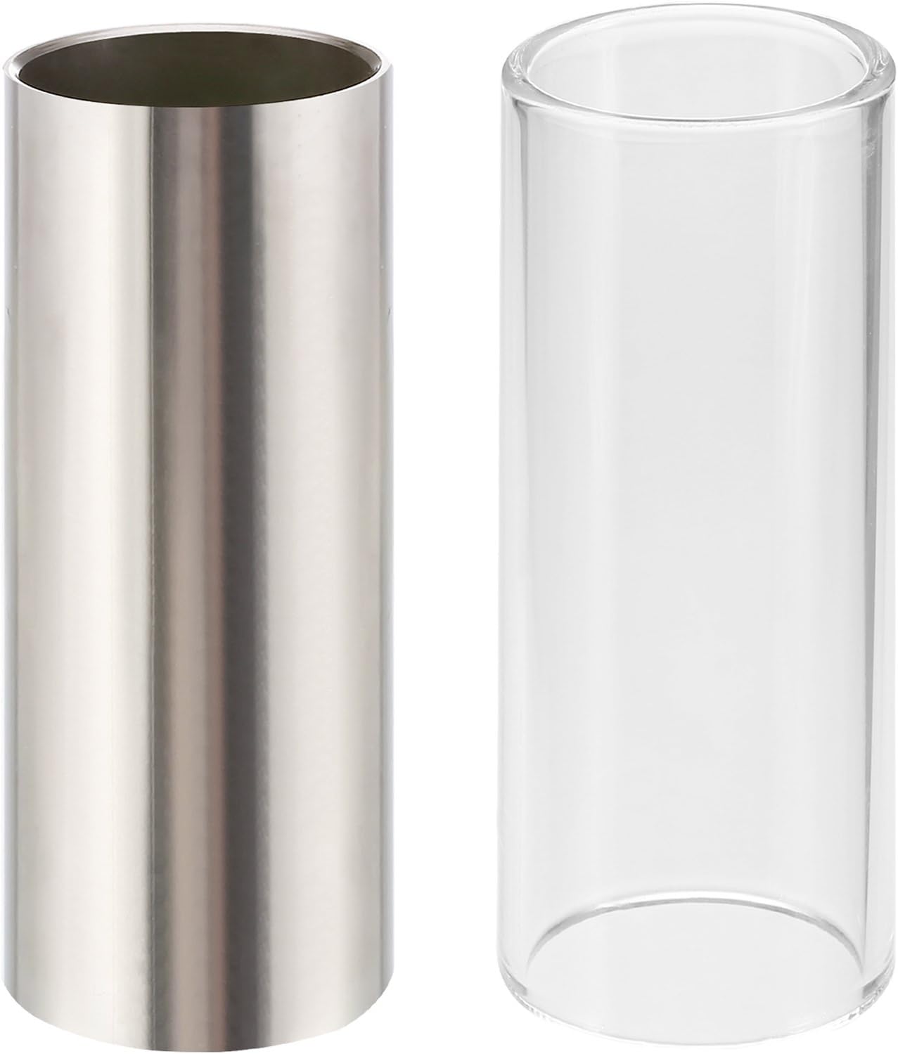 Pangda 2 Pieces Glass Slide and Stainless Steel Guitar Slide Set