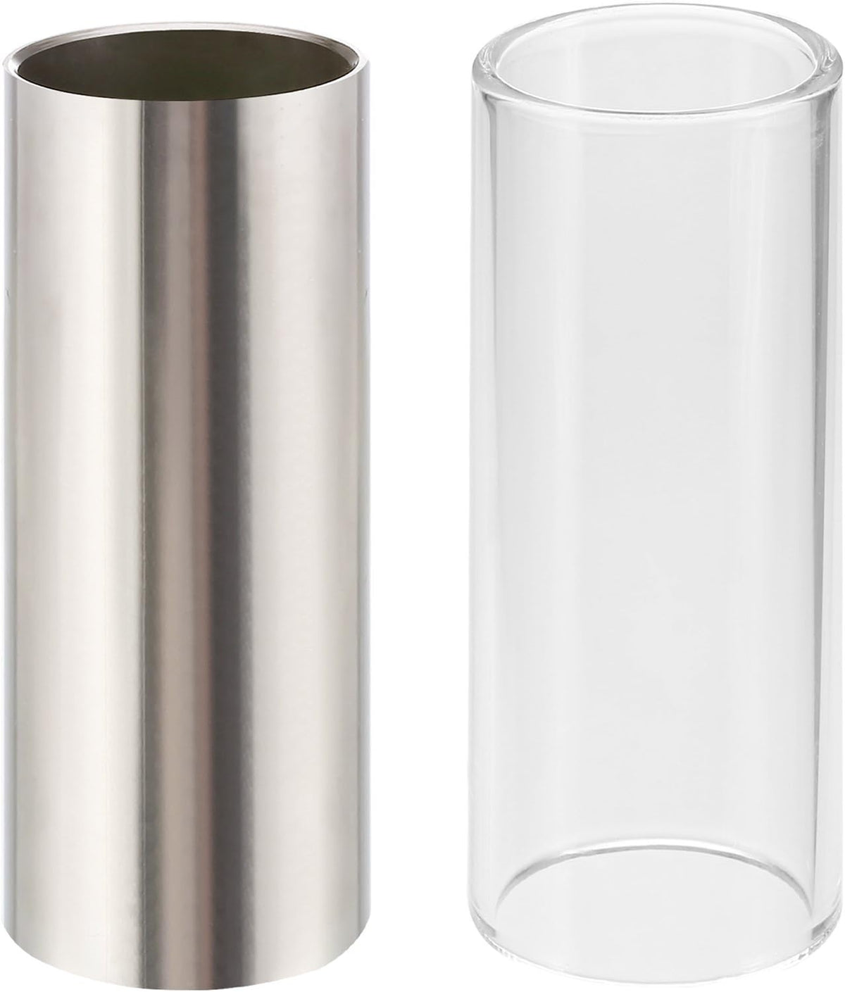 Pangda 2 Pieces Glass Slide and Stainless Steel Guitar Slide Set
