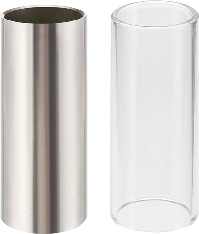 Pangda 2 Pieces Glass Slide and Stainless Steel Guitar Slide Set