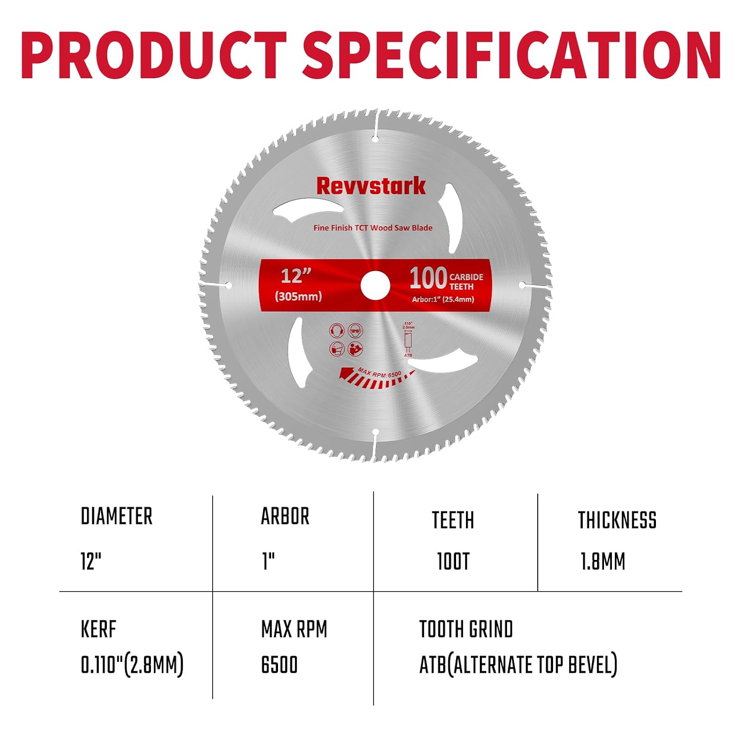 Circular Saw Blade 12 Inch 100T for Cutting Various Wood