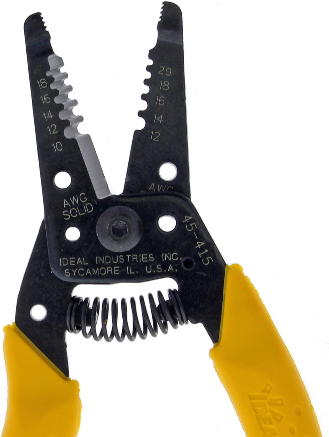 IDEAL Electrical 45-415 Premium Reflex T-5 Stripper - 10-20 AWG, Wire Stripper, Plier Nose, Slide Lock, Textured Grips,Yellow