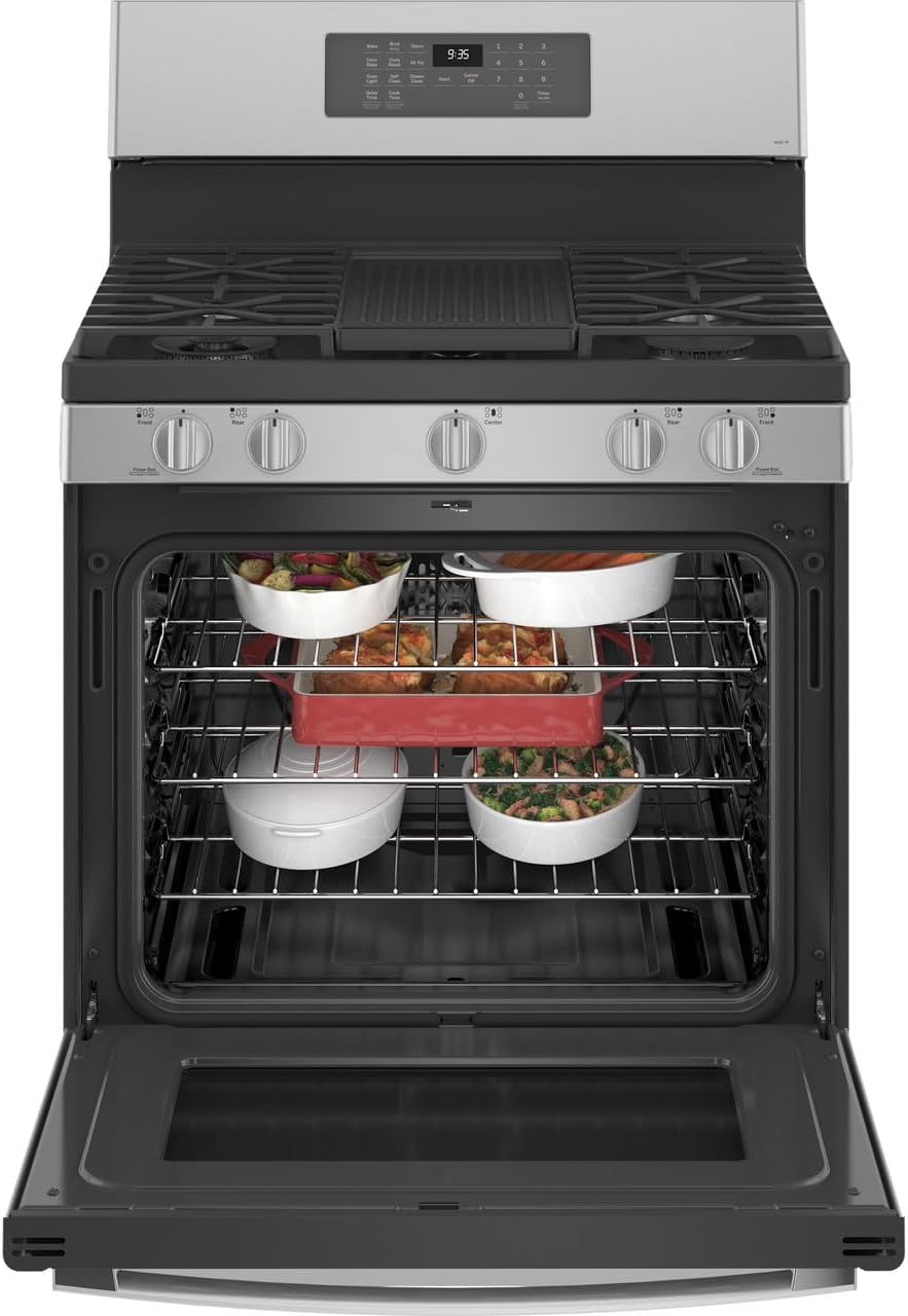 GE Profile 30 in. 5 Burner Smart Freestanding Gas Range in Fingerprint Resistant Stainless with Convection and Air Fry