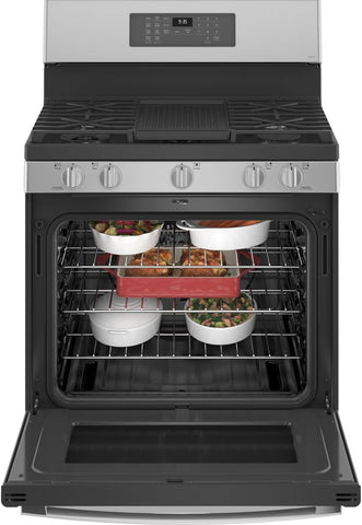 GE Profile 30 in. 5 Burner Smart Freestanding Gas Range in Fingerprint Resistant Stainless with Convection and Air Fry