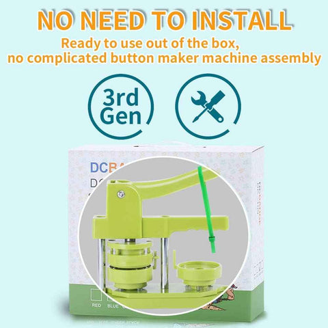 Button Maker Machine 58mm - (3rd Gen) Installation-Free 58mm(2.25in) DIY Pin Badge Button Maker Press Machine Badge Punch Press with Free 100pcs Button Parts&Pictures&Circle Cutter