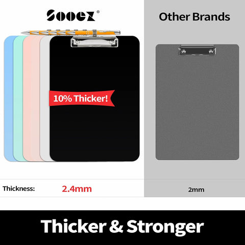 Sooez Plastic Clipboard with Pen Holder, [10% Thicker] Clip Boards 8.5x11”
