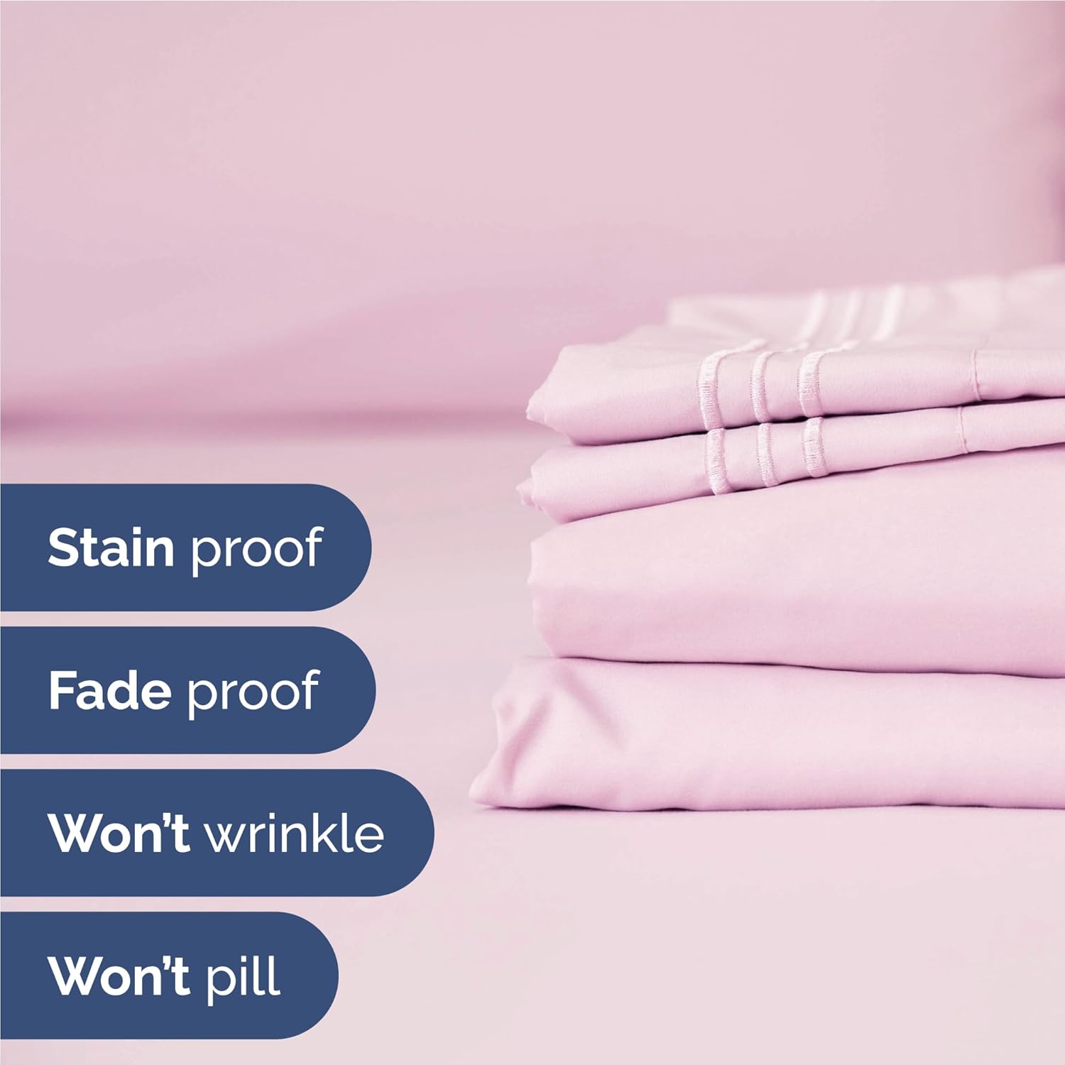 Full Size 4 Piece Sheet Set - Breathable & Cooling Sheets - Light Pink