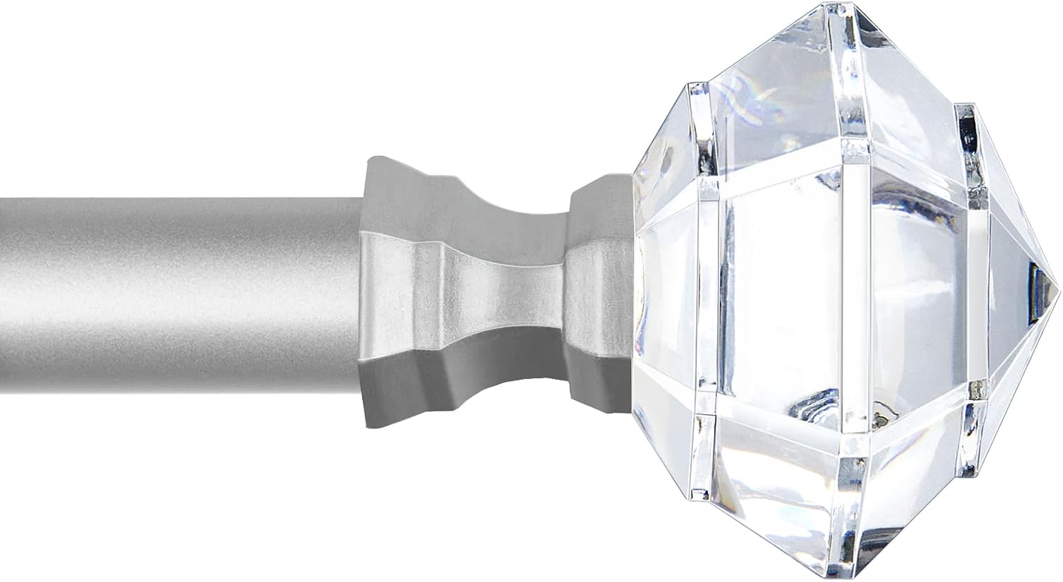 TONIAL Curtain Rods for Windows 28 to 48 In, Acrylic Diamond Finial
