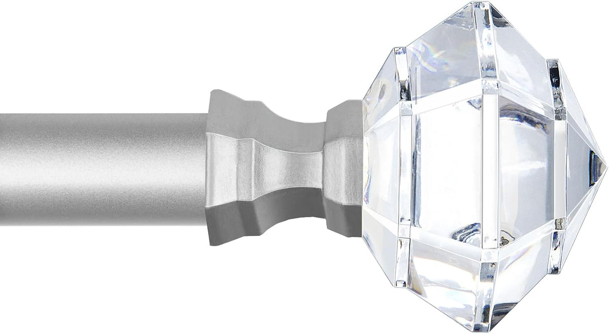 TONIAL Curtain Rods for Windows 28 to 48 In, Acrylic Diamond Finial