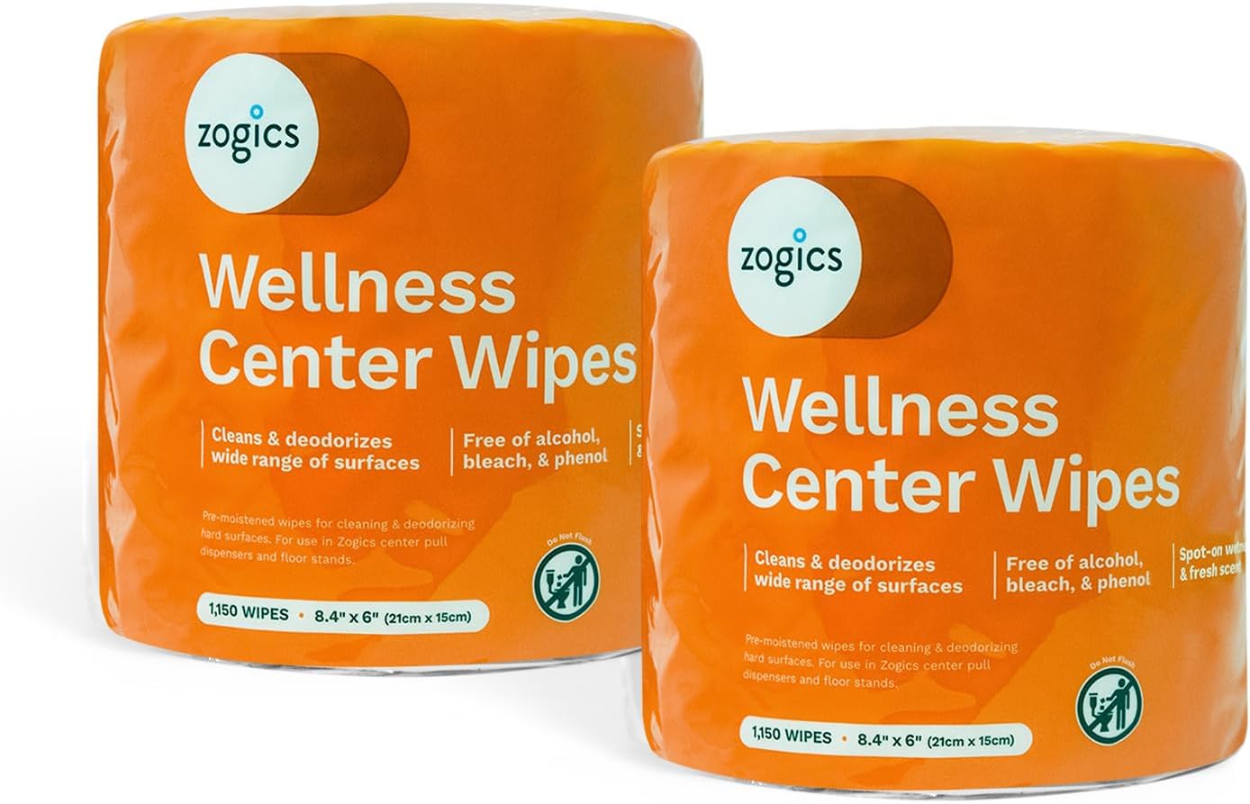 Zogics Wellness Center Cleaning Wipes, 2 Rolls, 2,300 Count