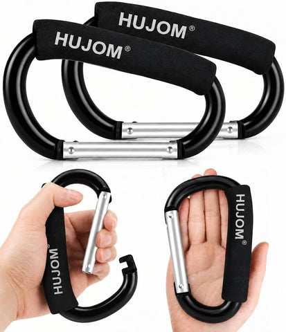 Stroller Hooks 2 Pack Heavy Duty Large Carabiner Clips for Bags & Baby Gear