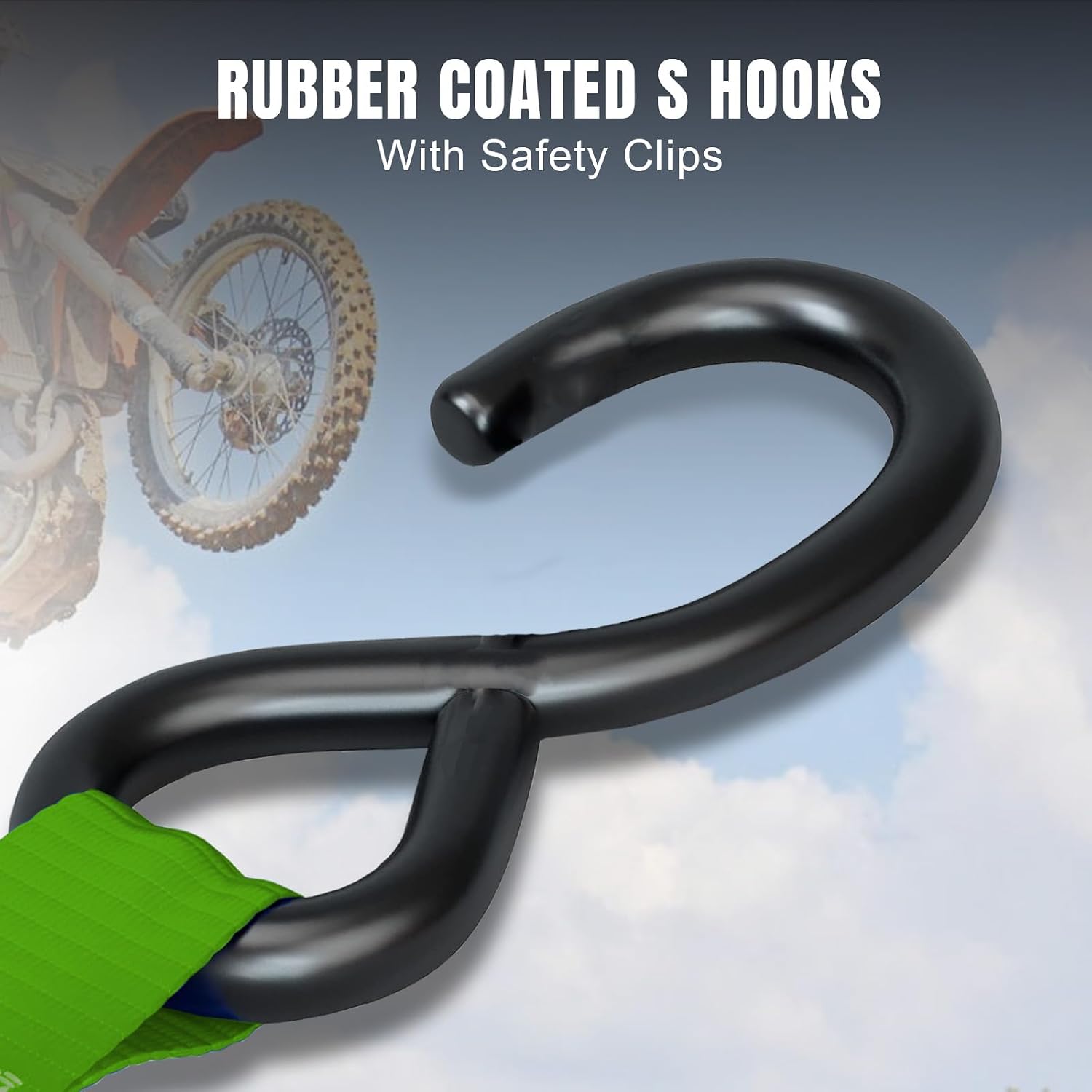 Jack Boss Ratchet Tie Down Straps Set,1500 lbs Break Strength, 1" x 15' Heavy Duty Ratchet Straps with 4X Soft Loops Padded Handles Coated S Hook, Fits for Moving Appliances Motorcycle ATV Truck,Green