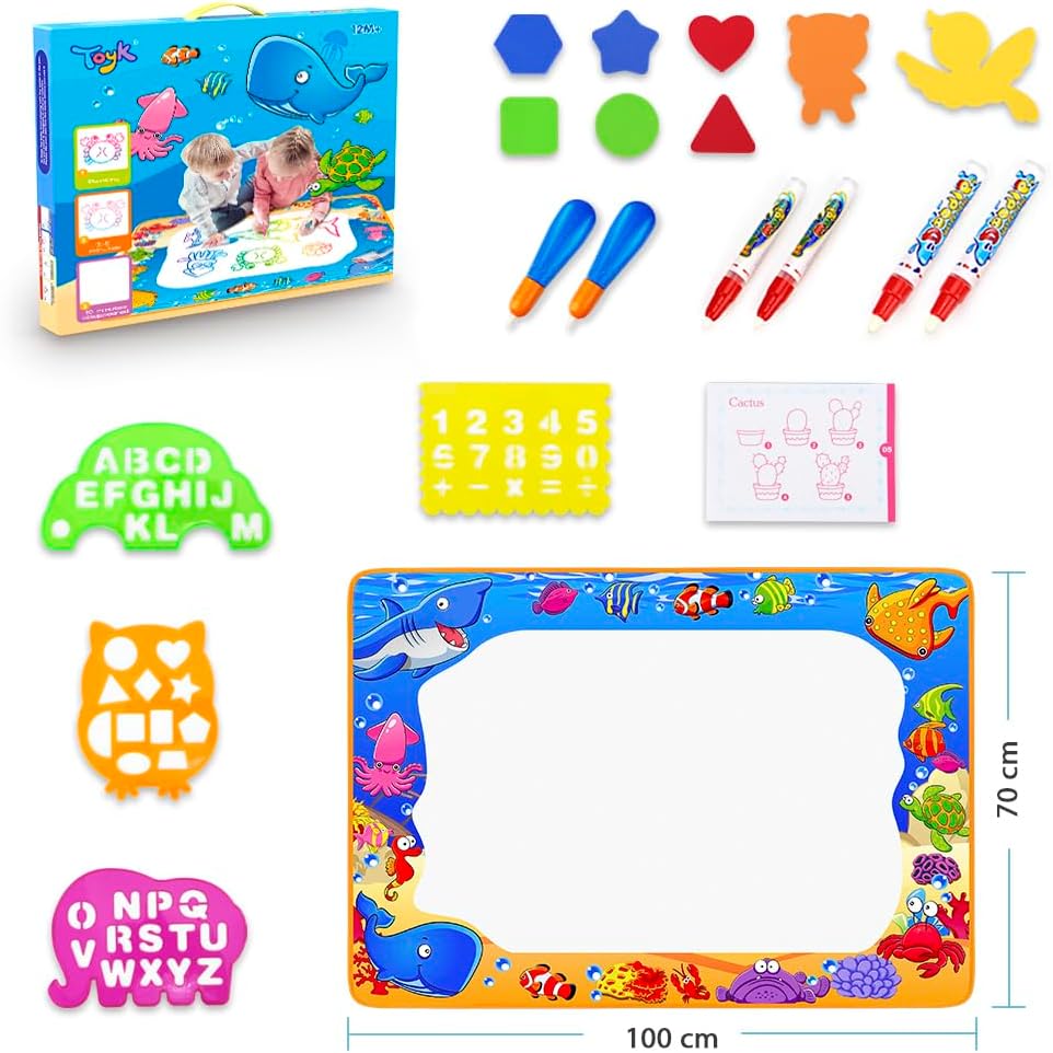 Water Doodle Mat - Kids Color Painting Toy, Gift Set for Toddlers 2-7