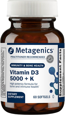 Metagenics Vitamin D3 and Vitamin K2 5,000 IU with MK-7, 60 Softgels