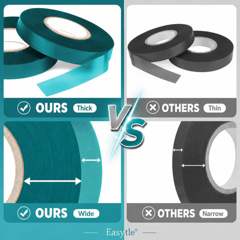 Easytle 2 Pack x 150 ft Stretch Tie Tape Roll, 1/2" Garden Tie Tape, Thick Sturdy Plant Ribbon Garden Green Vinyl Stake Gardening Tools for Indoor Outdoor Patio Plant Use