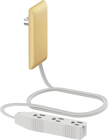 LIDER Flat-Face Outlet Extender, 3 Receptacles, 3ft Cord, 1625W, Matte Gold