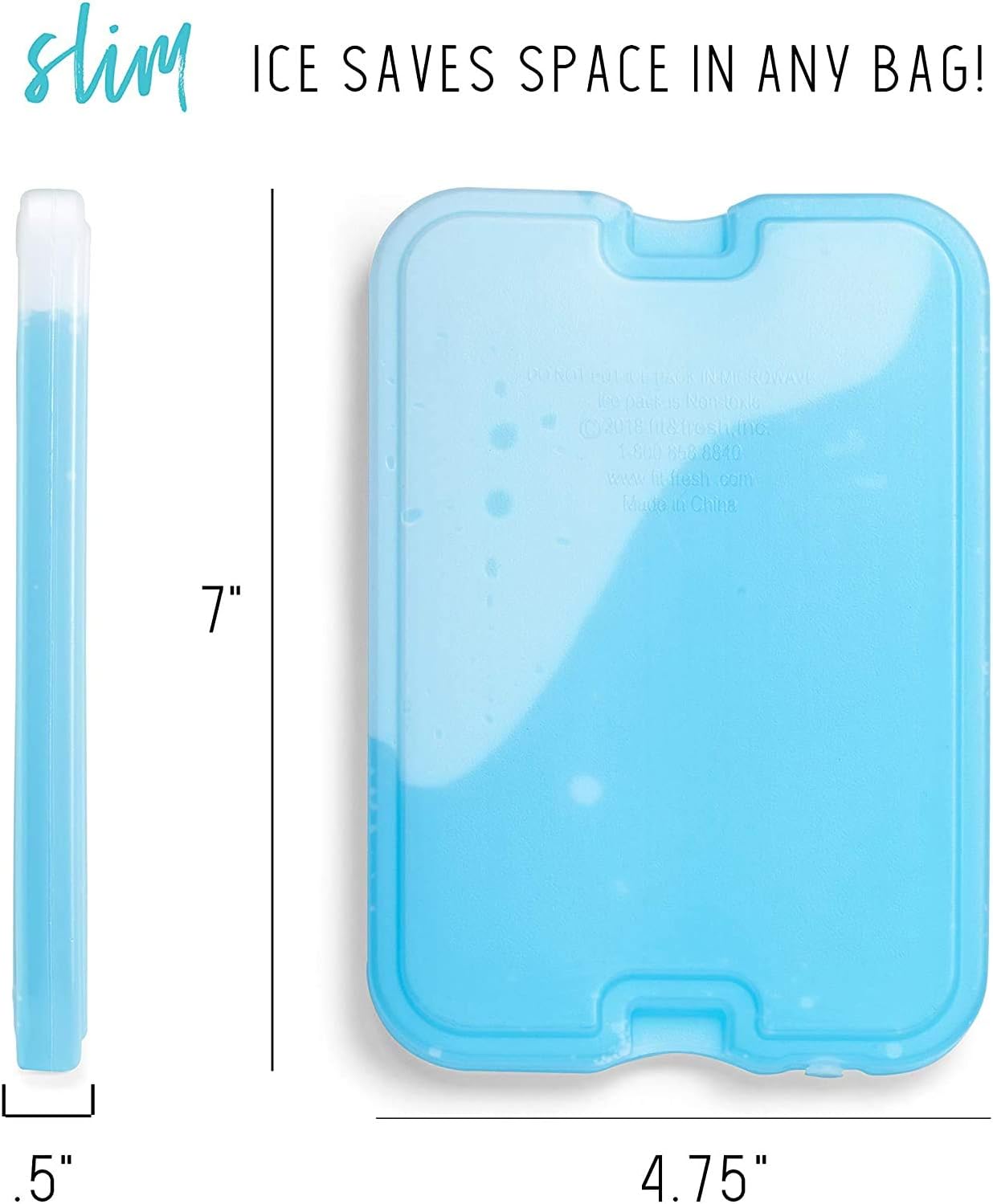Cool Coolers by Fit & Fresh XL Slim Ice Packs, Quick Freeze Reusable Ice Packs for Lunch Boxes & Coolers, Long-Lasting, Space Saving Cooler Ice Packs