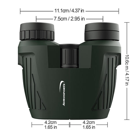 Aurosports 15x25 Compact Binoculars for Adult Kids - High Power Binoculars for Bird Watching - Easy Focus Small Binocular with Low Light Vision for Travel, Camping, Concert, Hiking -Green