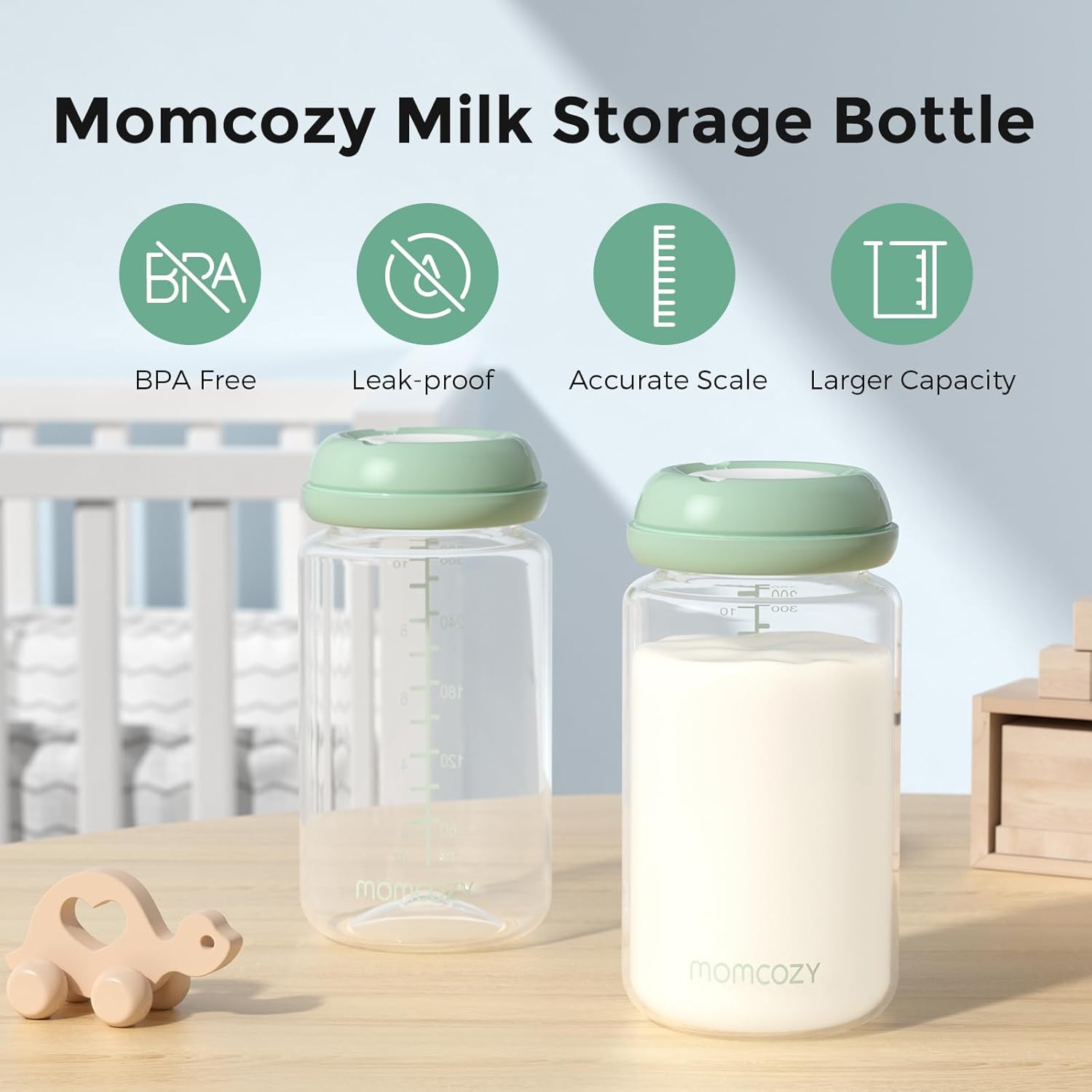 Momcozy Natural Baby Bottles, Wide-Neck, BPA Free Breast Milk Container
