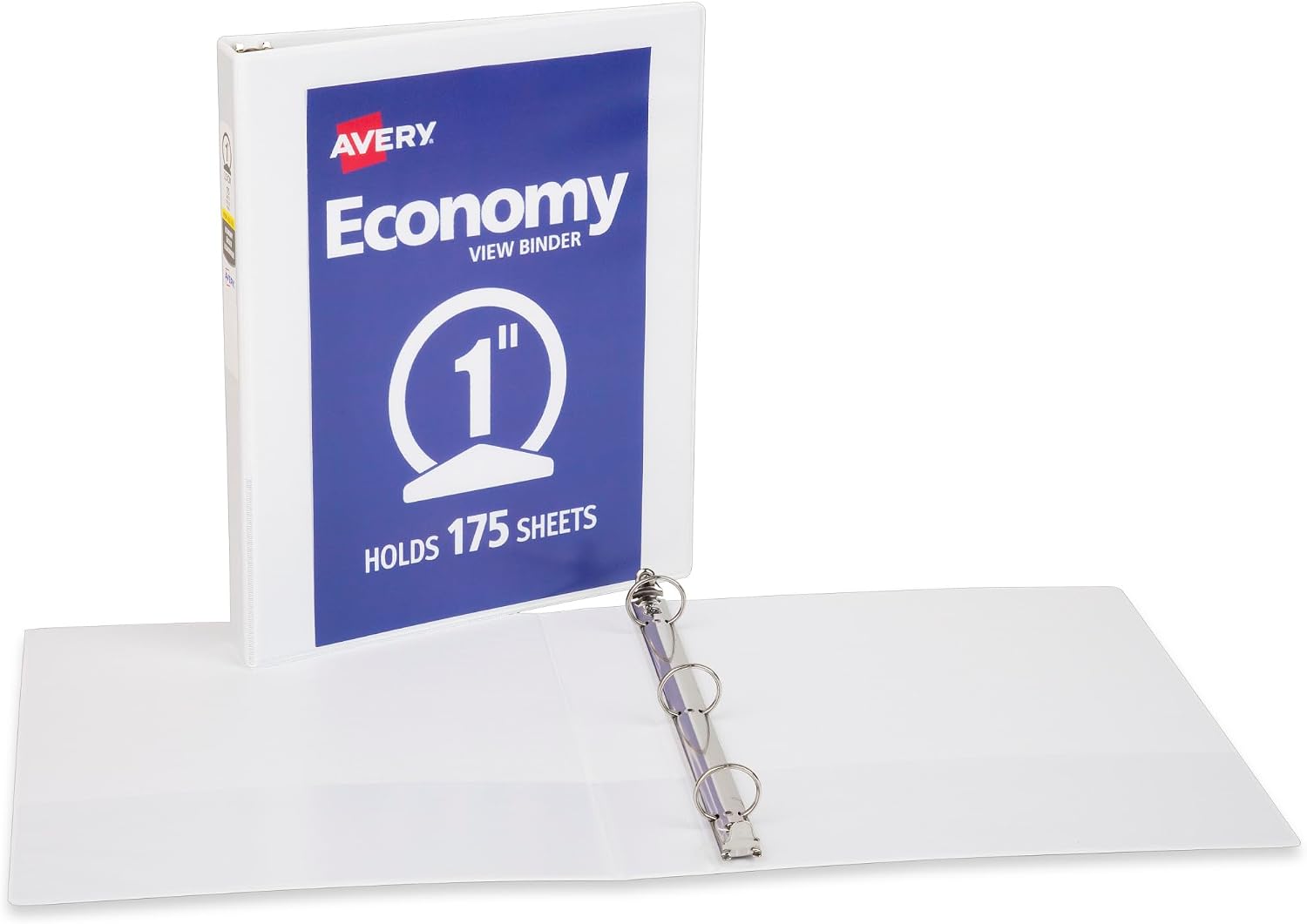 Avery Standard View 3 Ring Binder, 1" Round Rings, 1 White Binder