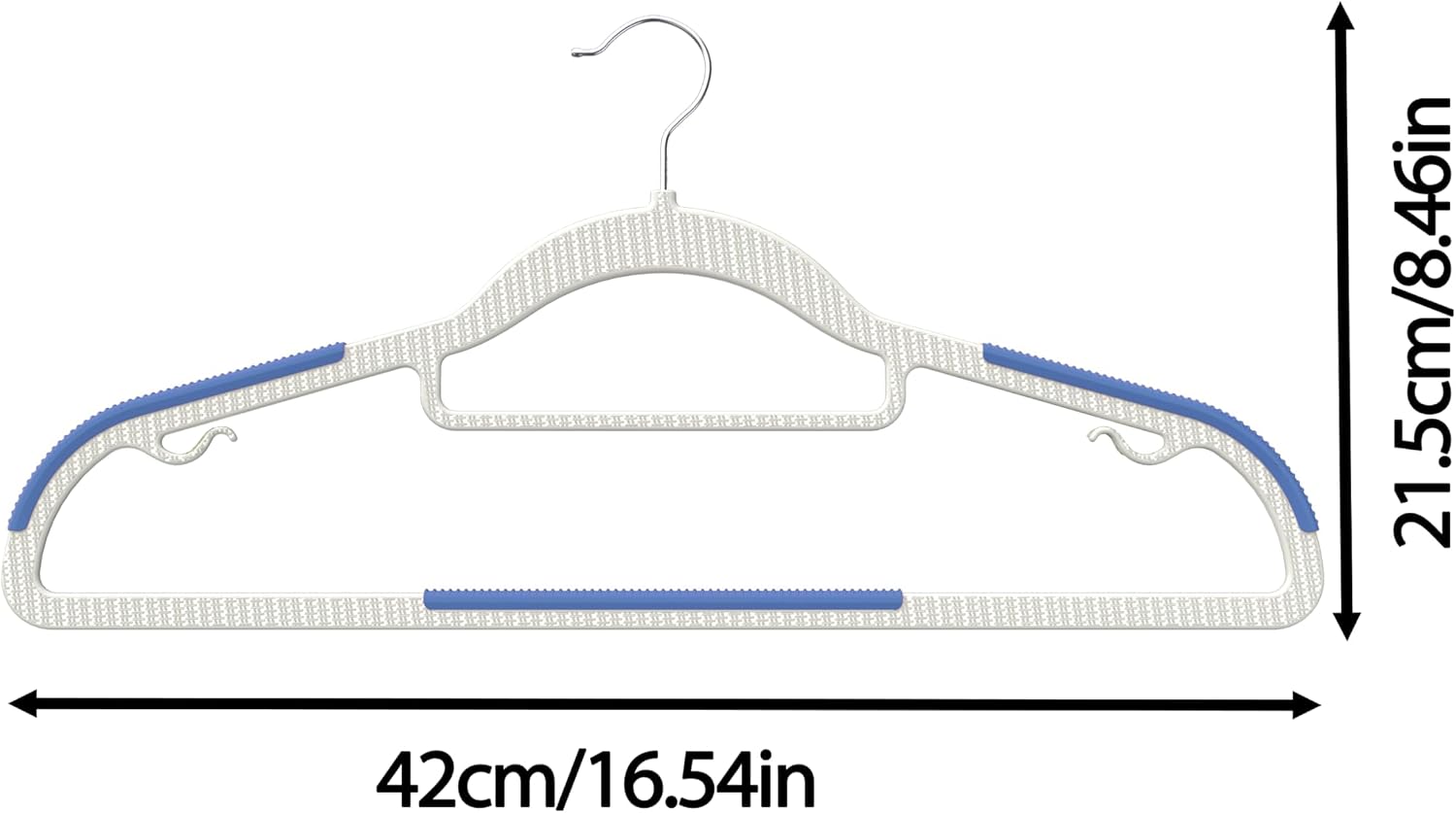 20 Pack Heavy Duty Plastic Hangers, Non Slip Clothes Hangers with Rubber Pads and 360° Hook - Thin Space Saving Hanger, Closet Organizer for Shirt, Pants, Suit, Skirt,Coat - Blue
