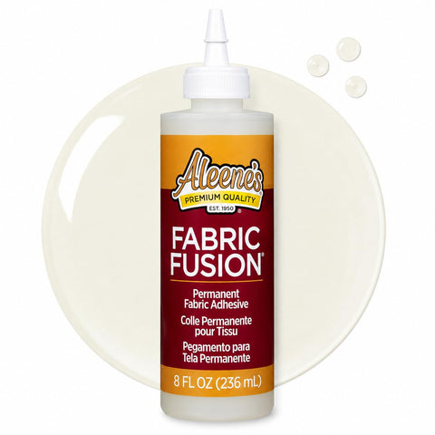Aleene's Fabric Fusion Glue 8 fl oz, Permanent and Washable Adhesive, No-Sew Fabric Glue for Clothing, Denim, Polyester, Cotton, Flannel Materials, Dries Flexible