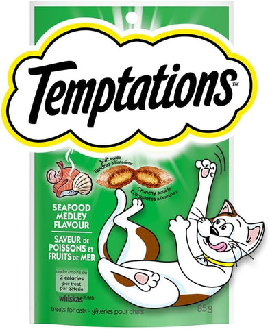 Temptations Classic Crunchy and Soft Cat Treats, Seafood Medley, 3 oz, 12pk