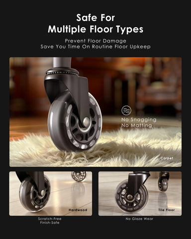 RidRed Office Chair Wheels - Replacement Rubber Wheels - Universal Fit 3 Inch Casters, Heavy-Duty Chair Casters, Noise Free, Fits 98% Chair, for All Floor (5)