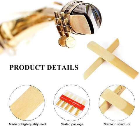 10 Pack Bb Clarinet Reeds with Plastic Box, Strength 2.0 Reeds for Clarinet, Thinner Reed Tip & Unfiled Cut for Easy of Play, Traditional Reeds for Clarinet Beginner and Player