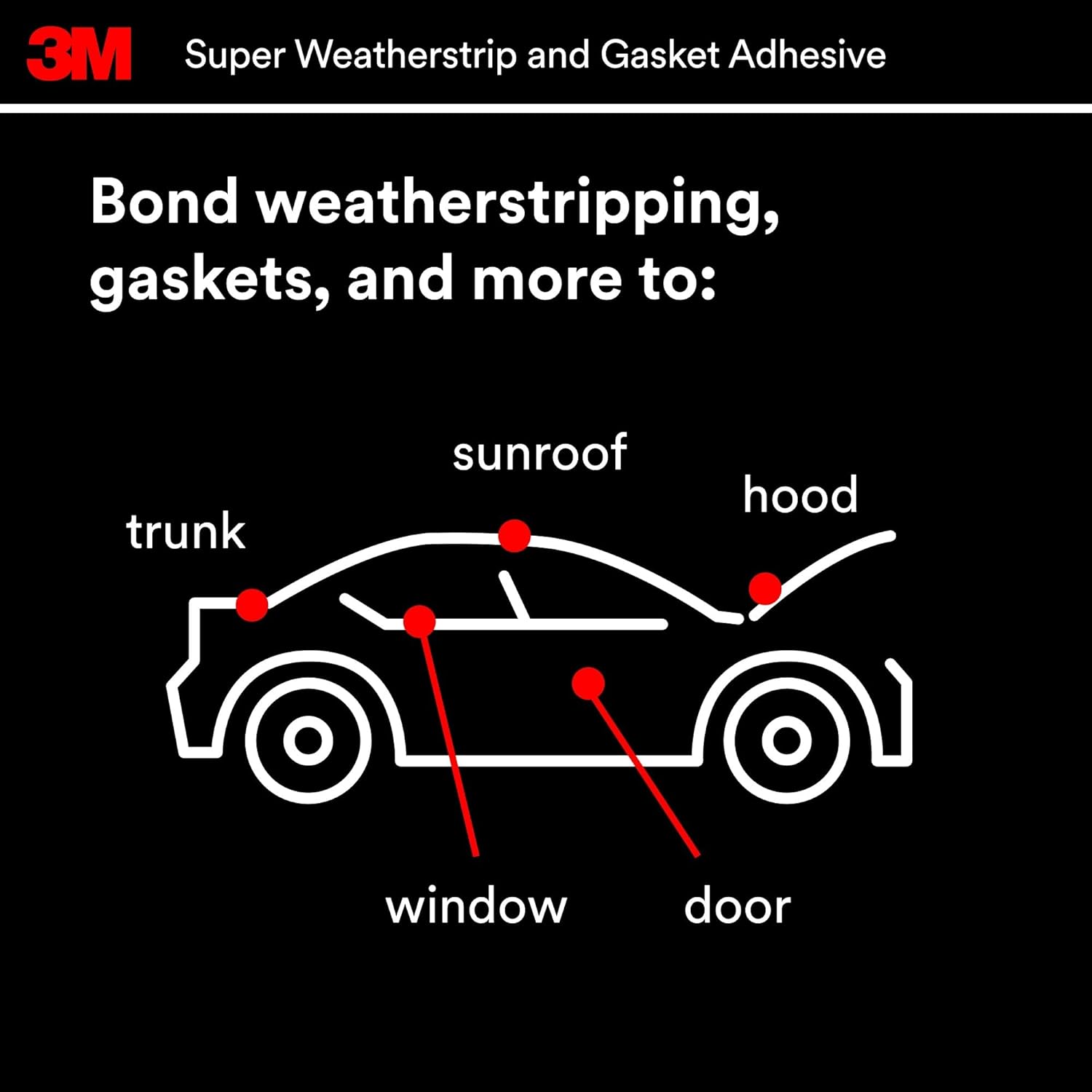 3M Black Weatherstrip Adhesive, 08011, 5 fl oz, 1 Per Pack