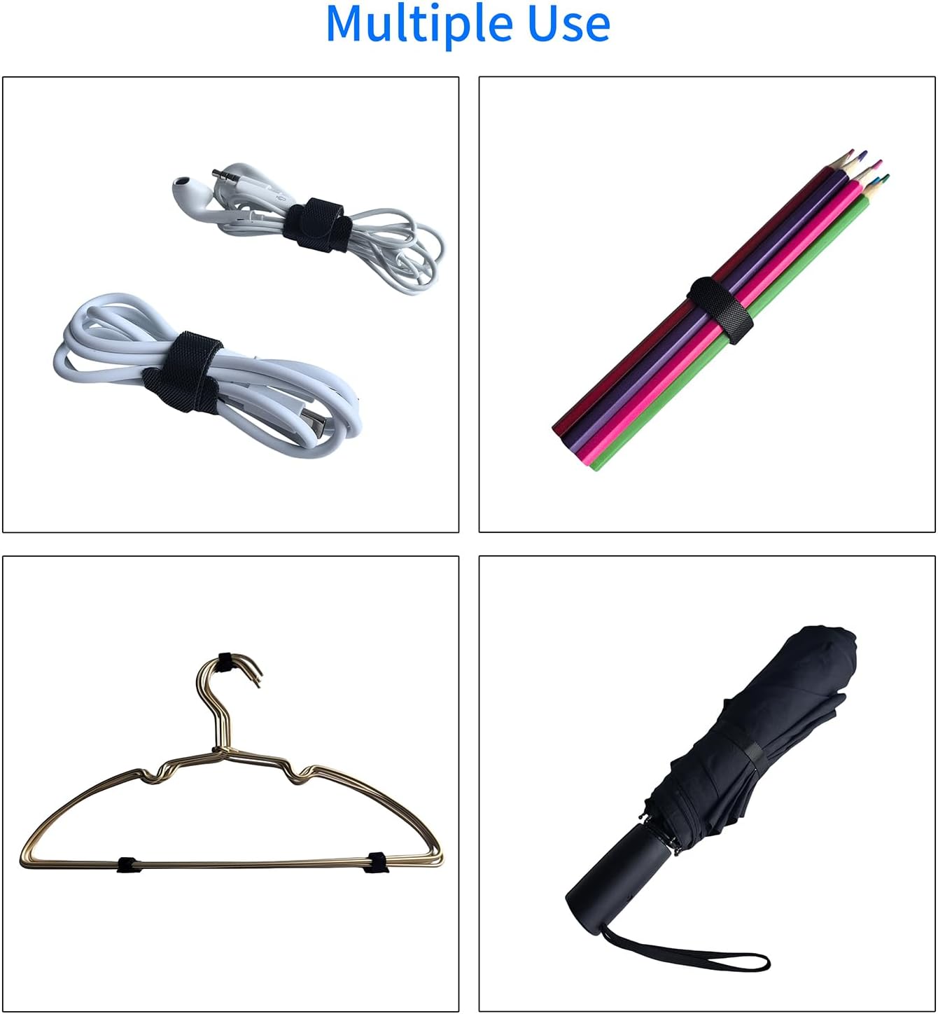 100 PCS 12 Inches Black Reusable Cable Ties,Multi-purpose Adjustable Cord Straps,Cable Organizer,Cord Wrap and Hook Loop Cords Management,Adjustable Cord Ties