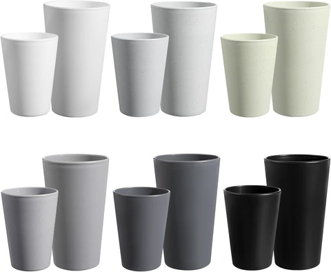HEYCOME Set of 12 Wheat Straw Cups, 6 Pcs 20 oz & 6 Pcs 12 oz Unbreakable Drinking Cups, Reusable Plastic Cups Sets, Water Glasses Tumblers, Microwave & Dishwasher Safe, Bpa Free, 6 Colors