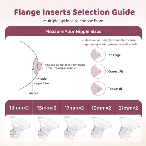 Nursi Luna Flange Sizing Kit for 24mm Breast Pumps, 10PCS