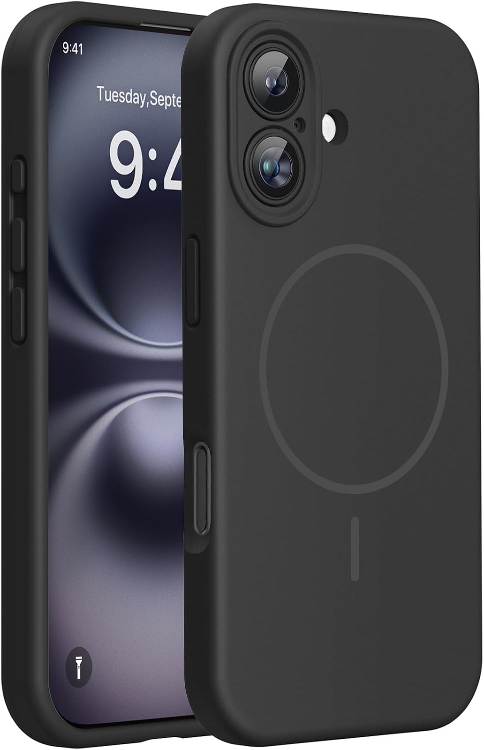 Miracase Silicone & Magnetic for iPhone 16 Case, Black