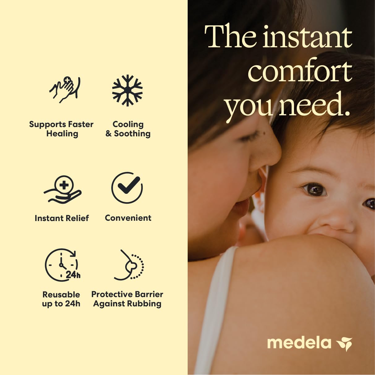 Medela Soothing Hydrogel Pads for Nipples, Reusable 24 Hours, Pack of 4