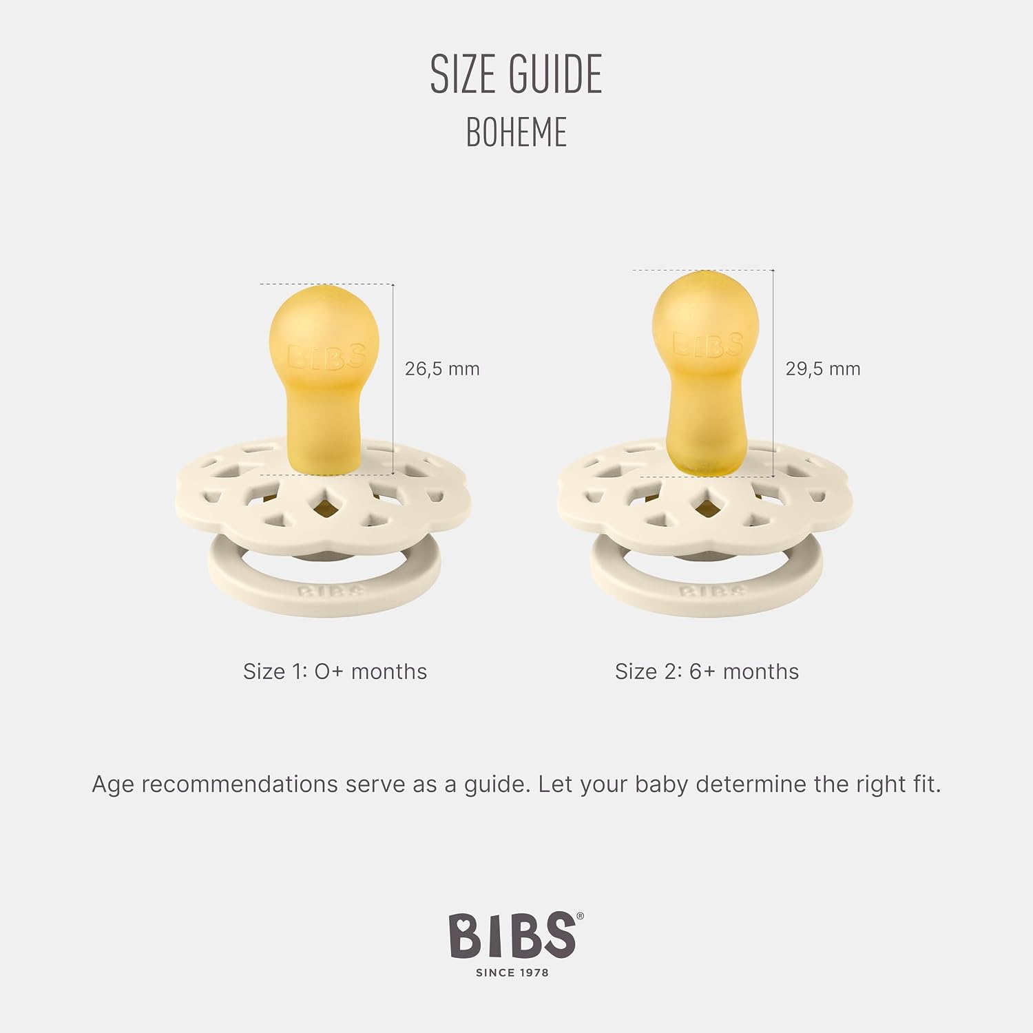 BIBS Boheme Soother 2-Pack. BPA Free Dummy Pacifier, Symmetrical Nipple. Natural Rubber Latex, Made in Denmark. 0-6 Months (Pack of 2), Baby Blue/Island Sea