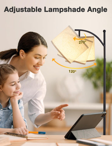 Ambimall 60" Modern Floor Lamp with Beige Shade, 9W LED Bulb