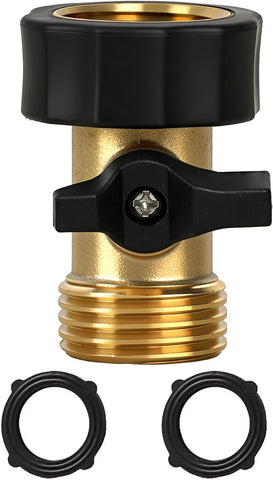 Hourleey Garden Hose Shut Off Valve, Heavy Duty 3/4 Inch Solid Garden Hose Shut Off Valve with 2 Extra Rubber Washers